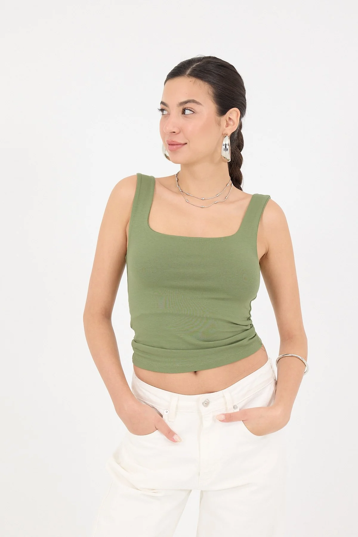 Wide-Strap Square Neck Tank Top - Image 63