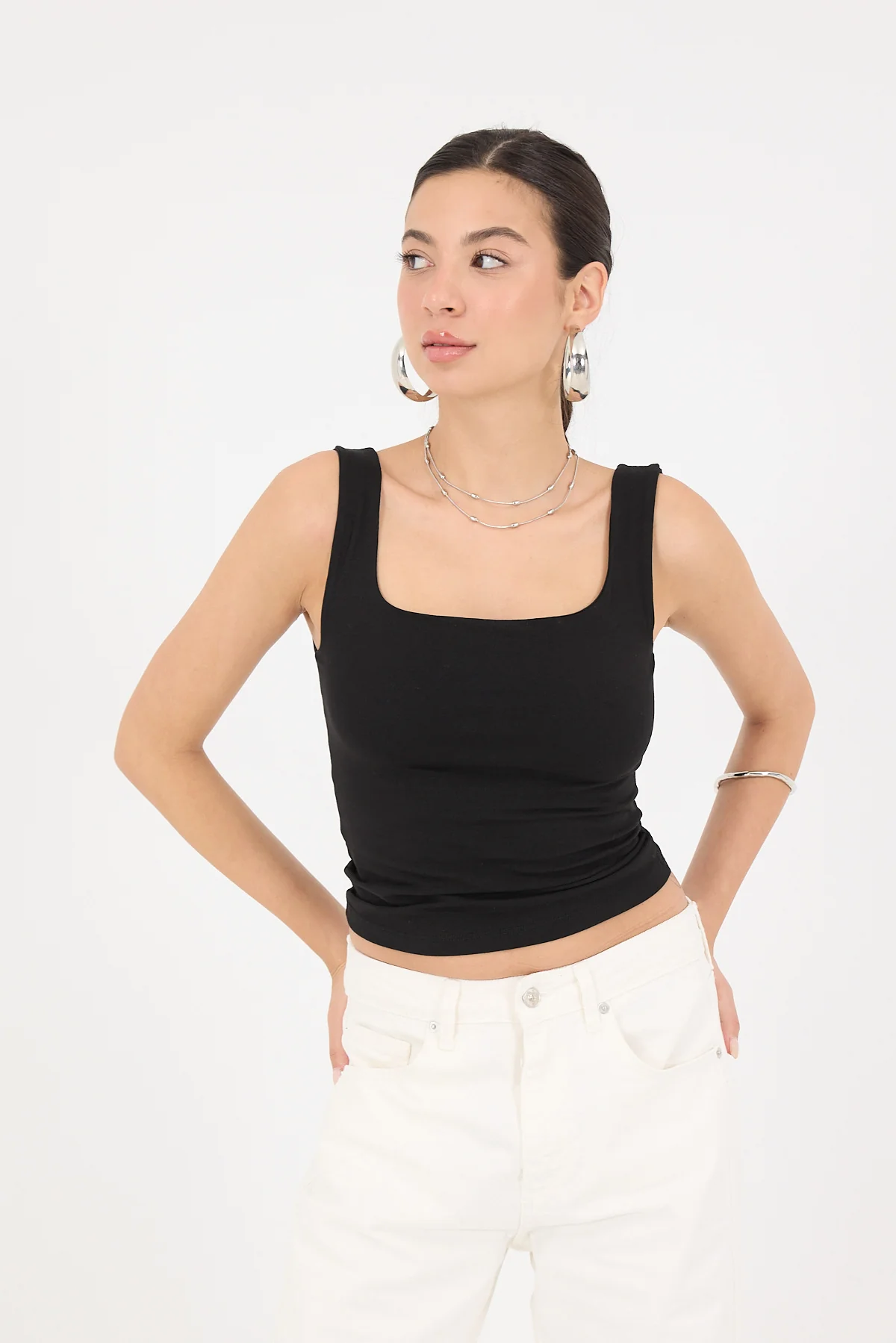Wide-Strap Square Neck Tank Top - Image 70