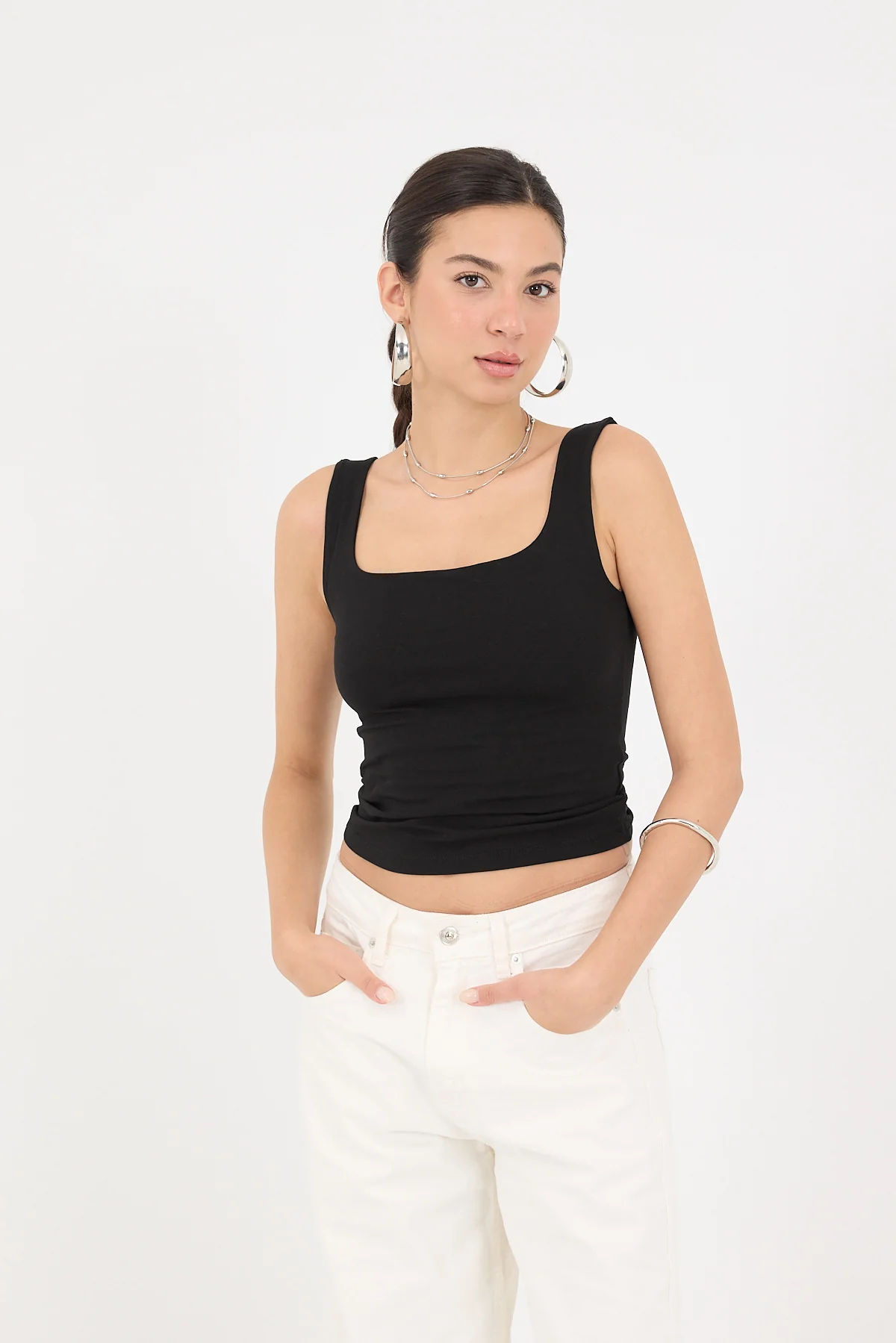 Wide-Strap Square Neck Tank Top - Image 74